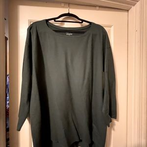 Eileen Fisher green merino wool oversized sweater